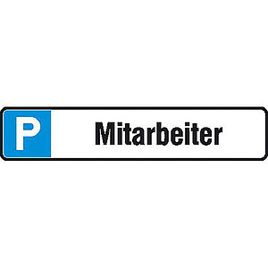 Parkplatzschild | Symbol: P, Text: Mitarbeiter