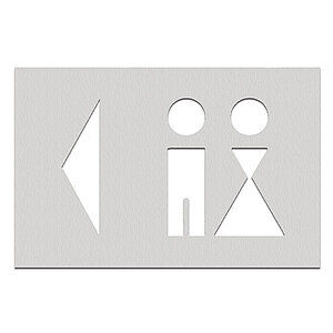 Phos Wegweiser aus Edelstahl | Toilettenschild mit Symbol Dame und Herr und Pfeil linksweisend