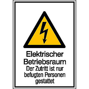 Warn-Kombischild | Elektrischer Betriebsraum, Der Zutritt ist nur befugten Personen gestattet 43.1243 Warn-Kombischild | Elektrischer Betriebsraum, Der Zutritt ist nur befugten Personen gestattet