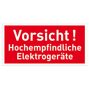 Verpackungsetiketten | Text: Vorsicht! Hochempfindliche Elektrogeräte