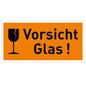 Verpackungsetiketten | Text: Vorsicht! Glas