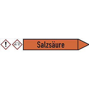 SafetyMarking Rohrleitungspfeil mit GHS-Symbol | Salzsäure rechtsweisend 30.4174 SafetyMarking Rohrleitungspfeil mit GHS-Symbol | Salzsäure rechtsweisend