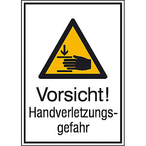 Warn-Kombischild | Vorsicht! Handverletzungsgefahr