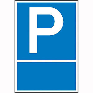 Parkplatzschild | Symbol: P,  mit Freifläche zur Selbstbeschriftung