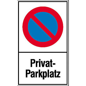 Haltverbotsschild | Symbol: Eingeschränktes Haltverbot, Text: Privat-Parkplatz