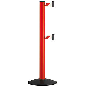Gurtpfosten Safety Double Belt | Aluminiumpfosten: rot, Gurt: rot/weiß MA9502 Gurtpfosten Safety Double Belt | Aluminiumpfosten: rot, Gurt: rot/weiß
