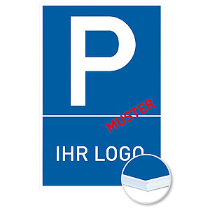 Individuell gefertigtes Parkplatzschild | PVC-Hartschaumplatte 3,0 mm weiß, Ecken spitz, ohne Bohrung