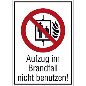 Verbots-Kombischild - langnachleuchtend | Aufzug im Brandfall nicht benutzen 38.A6140 Verbots-Kombischild - langnachleuchtend | Aufzug im Brandfall nicht benutzen