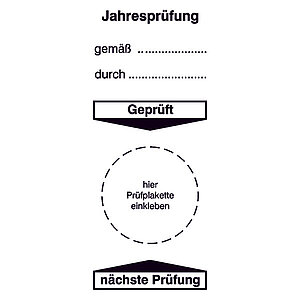 Grundplakette | Jahresprüfung gem.: _____ durch: _____