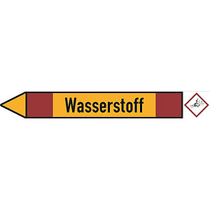 SafetyMarking Rohrleitungspfeil mit GHS-Symbol | Wasserstoff linksweisend 21.4257 SafetyMarking Rohrleitungspfeil mit GHS-Symbol | Wasserstoff linksweisend