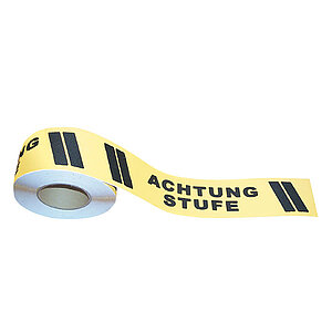 m2 Antirutschbelag gelb/schwarz | selbstklebend, mit Text: Achtung Stufe 90.1482 m2 Antirutschbelag gelb/schwarz | selbstklebend, mit Text: Achtung Stufe