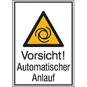 Warn-Kombischild | Vorsicht! Automatischer Anlauf