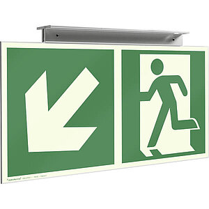 Fluchtwegschild zur Deckenmontage | zur zweiseitigen Fluchtwegkenneichnung 50.3044 Fluchtwegschild zur Deckenmontage | zur zweiseitigen Fluchtwegkenneichnung