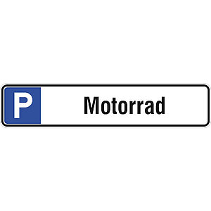 Parkplatzschild | Symbol: P, Text: Motorrad 11.5519 Parkplatzschild | Symbol: P, Text: Motorrad