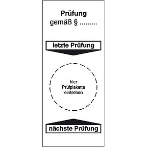 Grundplakette | Prüfung gemäß § ...