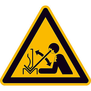 Warnschild | Warnung vor hochschnellendem Werkstück in einer Presse 21.A8251 Warnschild | Warnung vor hochschnellendem Werkstück in einer Presse