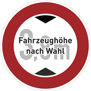 Verkehrsschild | Verbot für Fahrzeuge über bestimmte Höhe VZ: 265