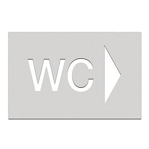 Phos Wegweiser aus Edelstahl | Toilettenschild mit Symbol WC und Pfeil rechtsweisend