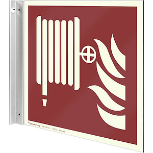 Fahnenschild Brandschutz langnachleuchtend | Löschschlauch 50.A5110 Fahnenschild Brandschutz langnachleuchtend | Löschschlauch