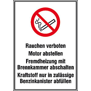 Hinweisschild für Tankanlagen und Garagen | Warnhinweise für Tankanlagen mit Symbolschild