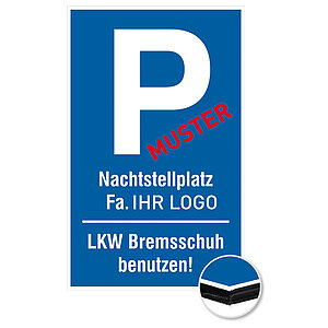 Individuell gefertigtes Parkplatzschild | Aluminium-Verbundplatte 2,0 mm weiß, Ecken rund, ohne Bohrung