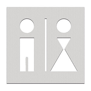 Phos Türschild aus Edelstahl | Toilettenschild mit Symbol WC Damen und Herren mit Trennstrich PK1400 Phos Türschild aus Edelstahl | Toilettenschild mit Symbol WC Damen und Herren mit Trennstrich