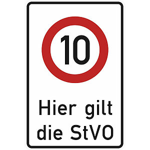 Verkehrsschild | Hier gilt die StVO 10 km/h 53.5827 Verkehrsschild | Hier gilt die StVO 10 km/h