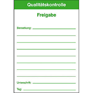 Qualitätskennzeichnungsetiketten | Text: Qualitätskontrolle - Freigabe -