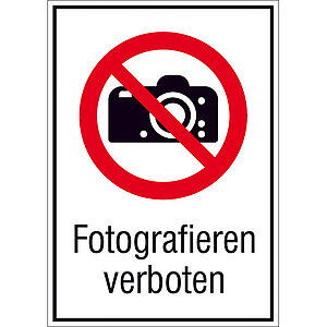 Verbots-Kombischild | Fotografieren verboten 21.A6210 Verbots-Kombischild | Fotografieren verboten