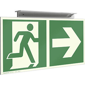 Fluchtwegschild zur Deckenmontage | zur zweiseitigen Fluchtwegkenneichnung 50.0086 Fluchtwegschild zur Deckenmontage | zur zweiseitigen Fluchtwegkenneichnung