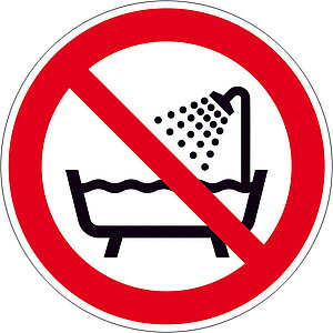 Verbotsschild | Verbot dieses Gerätes in der Badewanne 