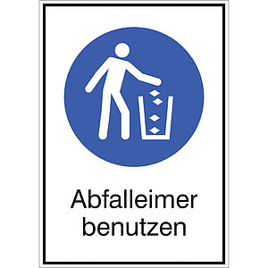 Gebots-Kombischild | Abfalleimer benutzen 43.A7490 Gebots-Kombischild | Abfalleimer benutzen