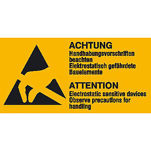 Warn-Kombischild auf Bogen | Elektrostatisch gefährdete Bauelemente, Form B 30.2059 Warn-Kombischild auf Bogen | Elektrostatisch gefährdete Bauelemente, Form B