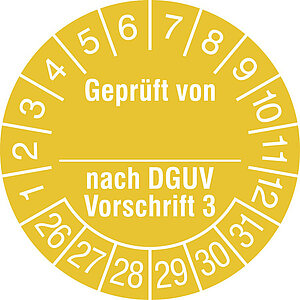 Prüfplakette | Geprüft von_ nach DGUV Vorschrift 3