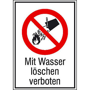 Verbots-Kombischild | Mit Wasser löschen verboten 11.1134 Verbots-Kombischild | Mit Wasser löschen verboten