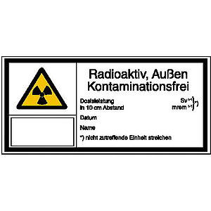 Warn-Kombischild - Strahlenschutz | Radioaktiv, Außen Kontaminationsfrei 21.2143 Warn-Kombischild - Strahlenschutz | Radioaktiv, Außen Kontaminationsfrei