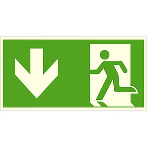 Fluchtwegschild - langnachleuchtend | Notausgang links, abwärts (Kombischild) 15.A1015 Fluchtwegschild - langnachleuchtend | Notausgang links, abwärts (Kombischild)