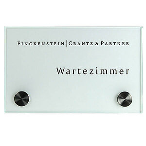 CRISTALLO Türschild | rahmenlos aus 2 x 4 mm Sicherheitsglas mit hochwertigen Edelstahlhaltern CR2909 CRISTALLO Türschild | rahmenlos aus 2 x 4 mm Sicherheitsglas mit hochwertigen Edelstahlhaltern