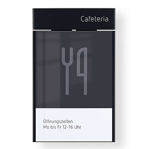 MessengerX Infotafel A4 Hochformat | mit schwarzer Kopfleiste zum Beschriften