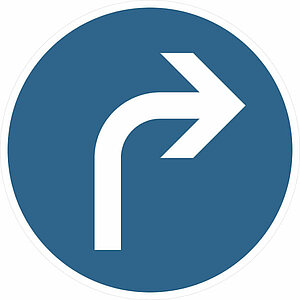 Verkehrsschild | Vorgeschriebene Fahrtrichtung rechts VZ: 209 53.6012 Verkehrsschild | Vorgeschriebene Fahrtrichtung rechts VZ: 209