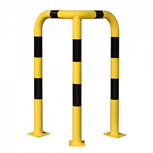 Rammschutz-Eckbügel gelb/schwarz | Höhe: 120 cm, hochbelastbarer Gütestahl, zum Aufdübeln