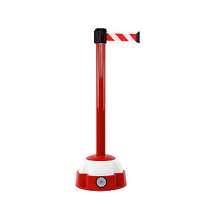 Gurtpfosten mit Sand befüllbar | Aluminiumpfosten: rot, Gurt: rot/weiß MW19970 Gurtpfosten mit Sand befüllbar | Aluminiumpfosten: rot, Gurt: rot/weiß