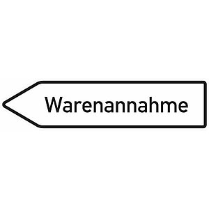 Verkehrsschild | Warenannahme linksweisend