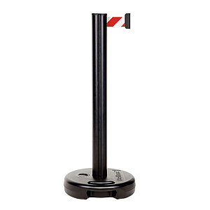 Gurtpfosten Outdoor mit Wasser befüllbar | Kunststoffpfosten: schwarz, Gurt: rot/weiß MA9602 Gurtpfosten Outdoor mit Wasser befüllbar | Kunststoffpfosten: schwarz, Gurt: rot/weiß