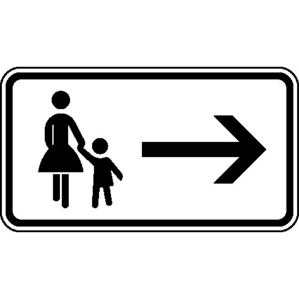 Zusatzzeichen - StVO | Fußgänger Gehweg gegenüber benutzen - rechtsweisend