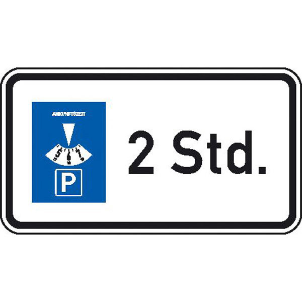 Zusatzzeichen - StVO | Parkdauer 2 Std.