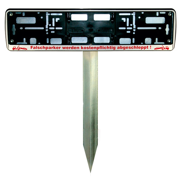 Safety Marking Einschlagpfosten mit Erdspieß | zur Kennzeichnung von Parkplätzen mit Kunststoff Nummernschildhalterung