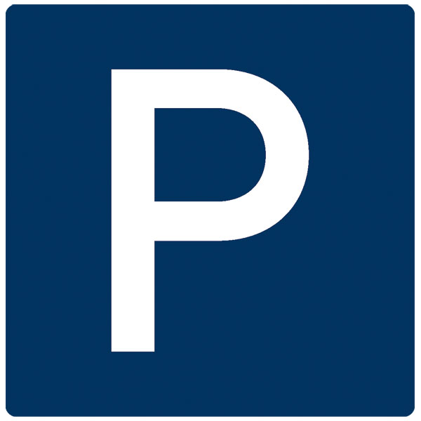 Parkplatzschild Messenger | plan, blau / weiß