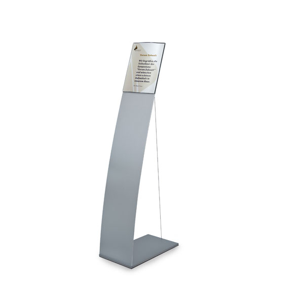 OCEAN Bodenaufsteller A4 | Aluminiumfuß silber matt mit Spannseil und Infotafel