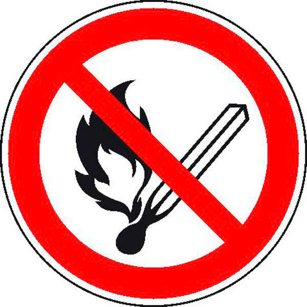 Verbotsschild | Keine offene Flamme, Feuer, offene Zündquelle und Rauchen verboten